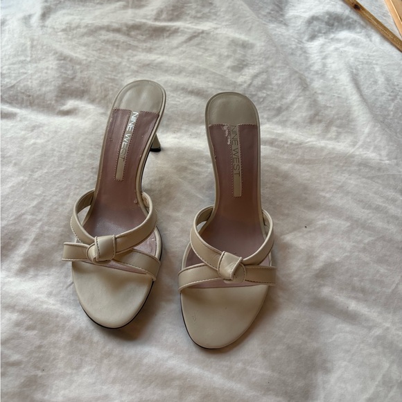 Nine West Shoes - Nine West Cream Knot-Front Slide Heels